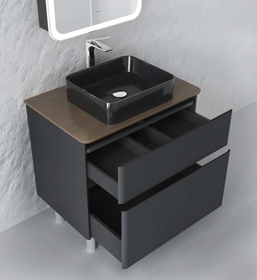 Тумба под умывальник Raval Morelle 80 напольная антрацит/трюфель