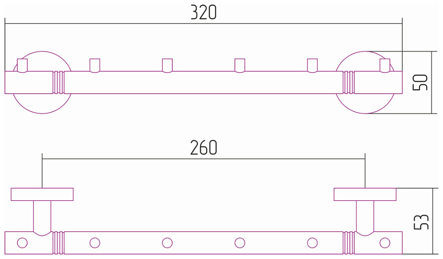 Вешалка настенная Сунержа Каньон - 6 крючков / L 320