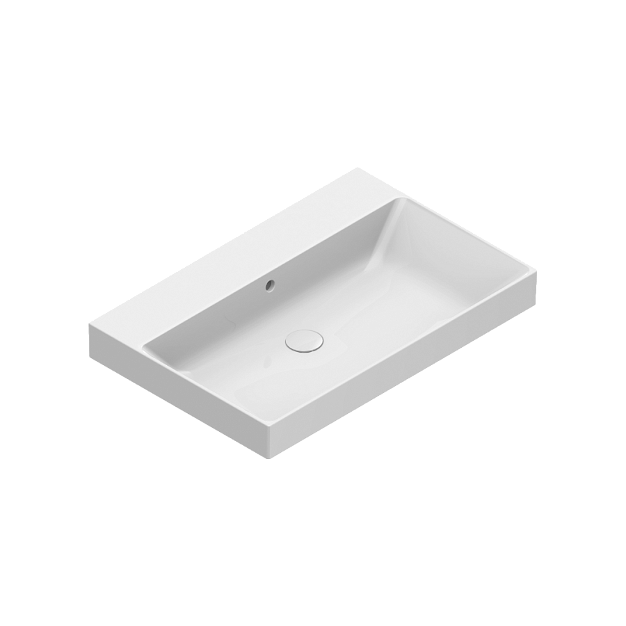 Раковина Catalano Zero 75x50, арт.0120750001, без отверстия под смеситель, белый глянцевый