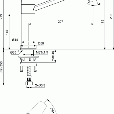 Смеситель Ideal Standard Cerafine Model D BC495AA для кухонной мойки, цвет хром