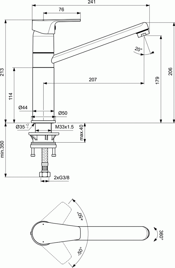 Смеситель Ideal Standard Cerafine Model D BC495AA для кухонной мойки, цвет хром