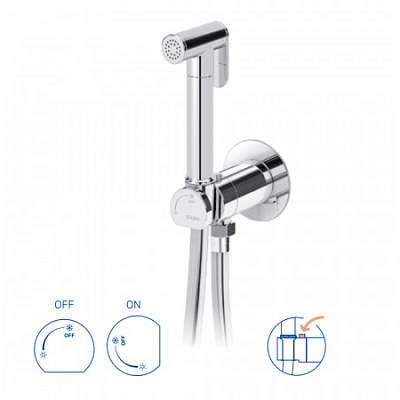 Встроенный смеситель для биде / унитаза, угол открытия 180 °. Ручной душ из латуни - Bruma EloR 145 110 3ST Satinox