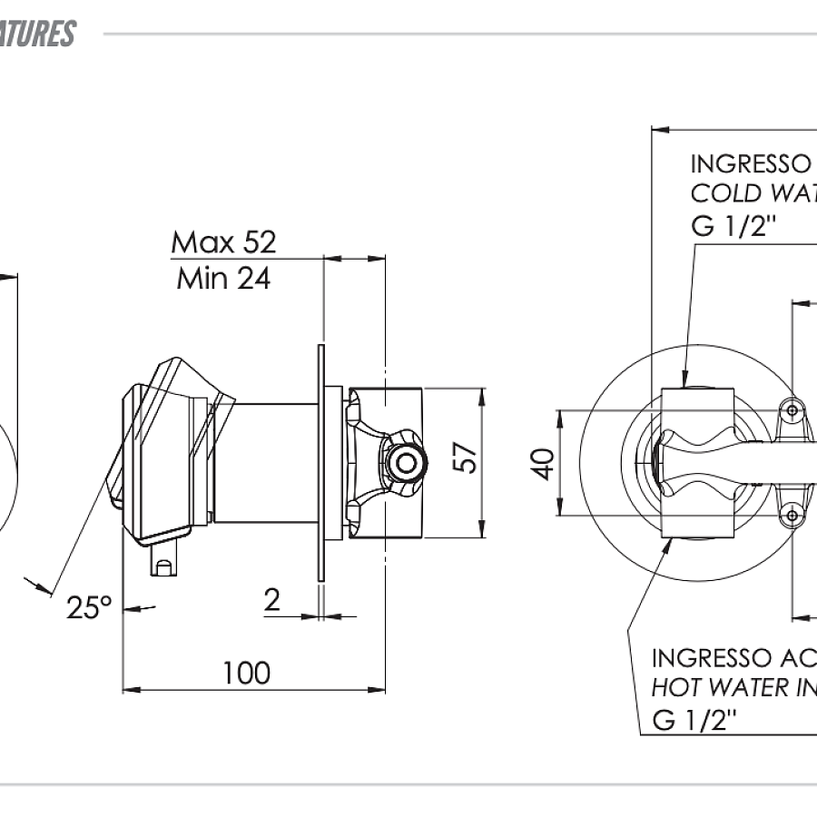 Смеситель для душа Remer Element ET92ZP, хром