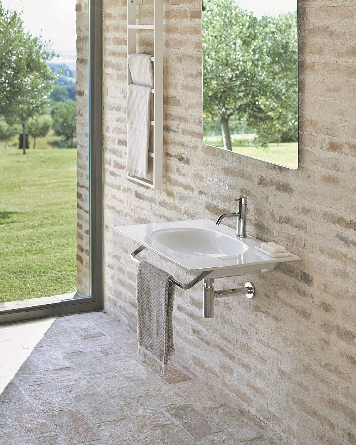 Керамическая столешница с интегрированной раковиной Catalano Sfera 75х50, арт.0520760001, белый глянцевый