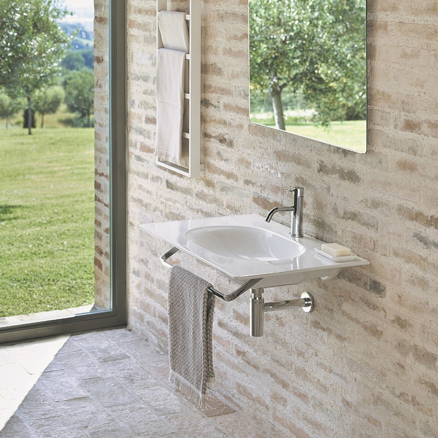 Керамическая столешница с интегрированной раковиной Catalano Sfera 75х50, арт.0520760001, белый глянцевый