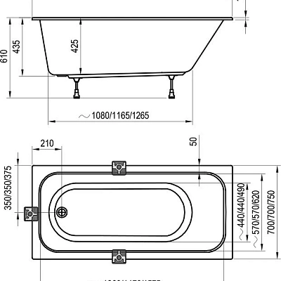 Ванна акриловая Ravak Chrome Slim 150х70, C721300000