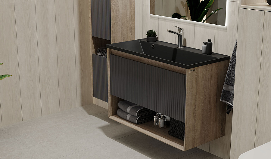 Тумба Jorno Tossony 90 подвесная Дуб Самдал/Антрацит