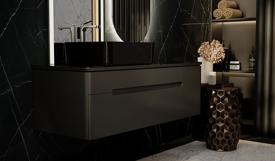 Тумба под умывальник Jorno Shine 120 подвесной антрацит