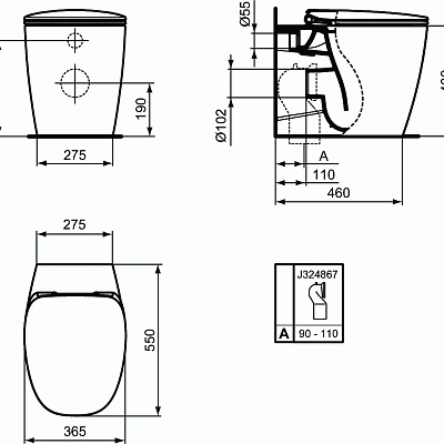 Напольный пристенный унитаз-соло Ideal Standard DEA AquaBlade® T349101