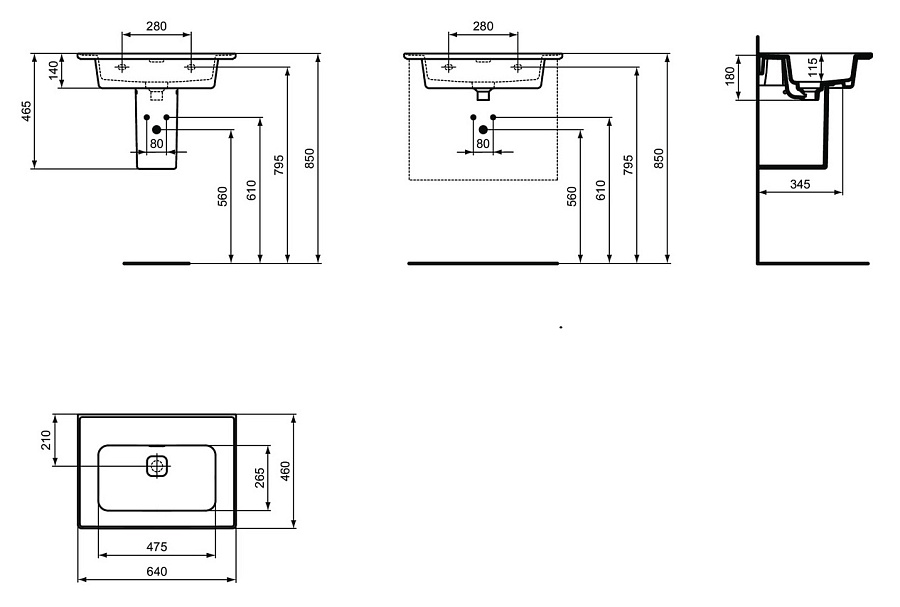 Раковина Ideal Standard Strada II Vanity 64 см, белый, T363301