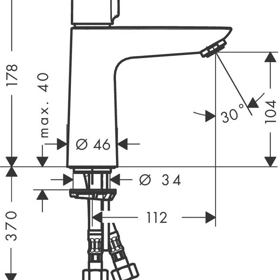 Смеситель для раковины Hansgrohe Talis Select 110, без донного клапана, 71751000