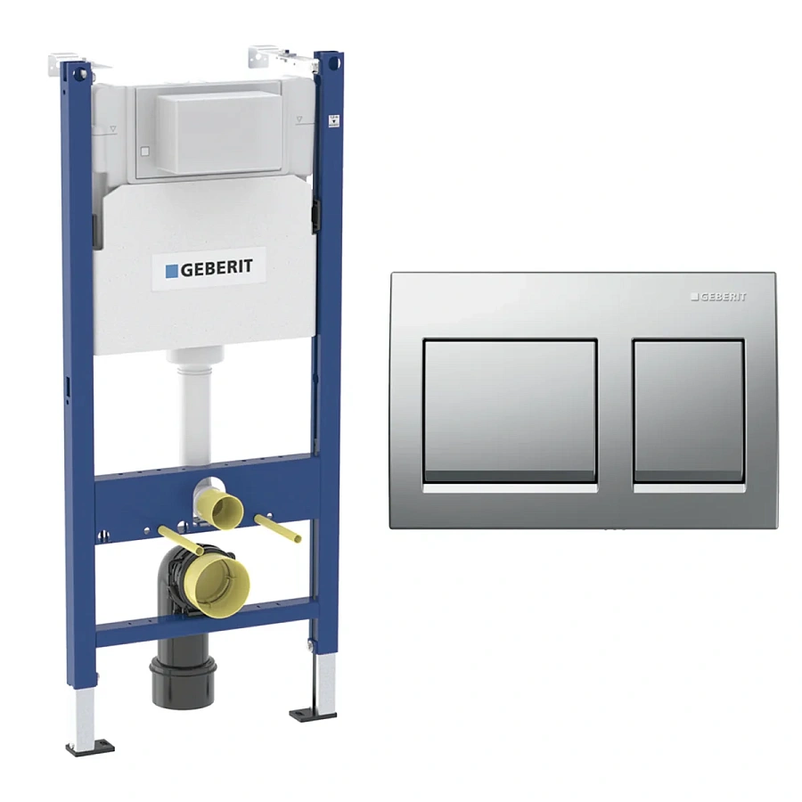 Инсталляция для унитаза Geberit Alpha 112см с кнопкой Geberit Alpha 35 два режима, глян.хром