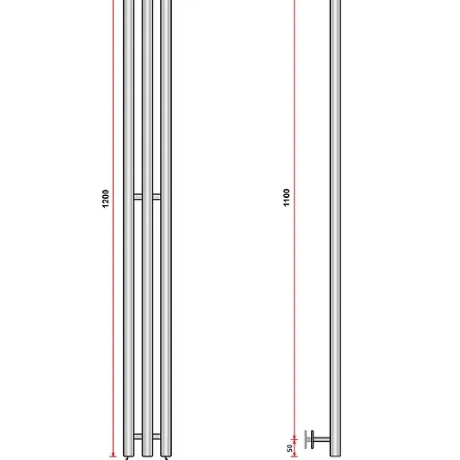 Стойка TRIO круг 120х1200 Полотенцесушитель TERMINUS золото, арт.4814937024185Золото