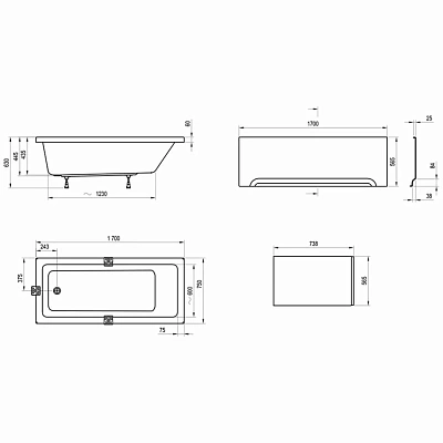 Ванна акриловая Ravak 10° 170*75 CA71000000