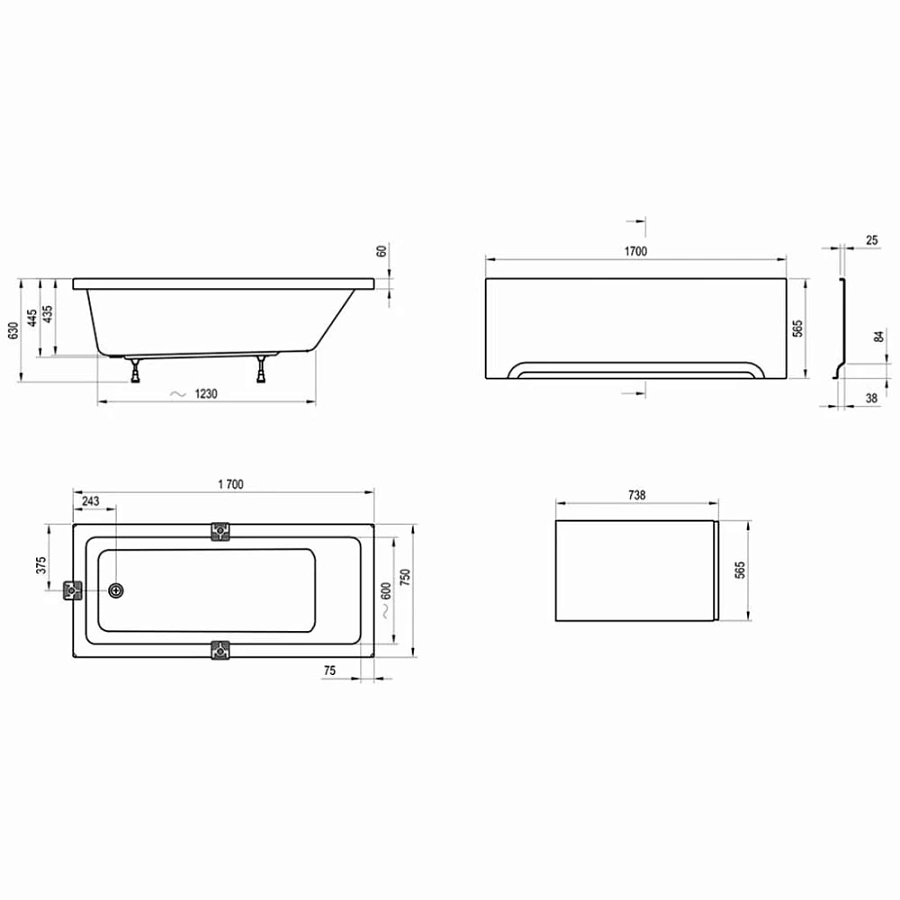 Ванна акриловая Ravak 10° 170*75 CA71000000