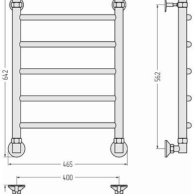 Водяной полотенцесушитель Стилье Аксиома-20 600х400, Без покрытия, арт.00662-6040