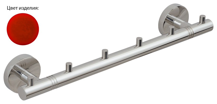 Вешалка КАНЬОН - 6 крючков / L 320 (Флок красный), арт.56-3000-1006