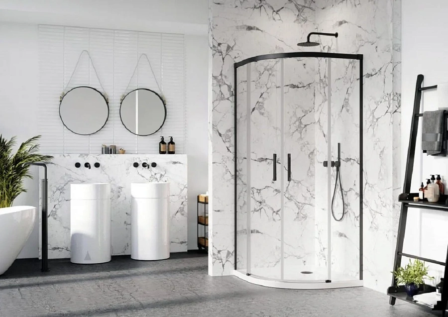 Душевые стенки Radaway Idea Black PDD 80L*80R, 80 х 80 х 200 см, стекло прозрачное, профиль черный, 387141-54-01