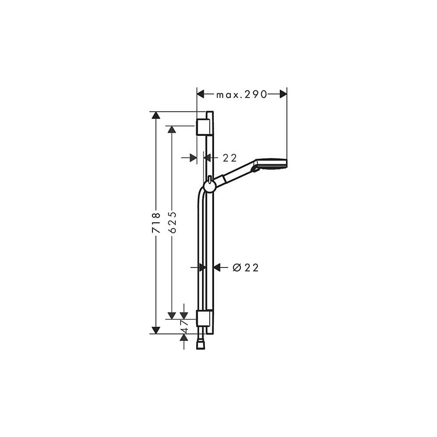 Душевой гарнитур Hansgrohe Vernis Blend S 100 2jet, 65 см, матовый черный, 26422670
