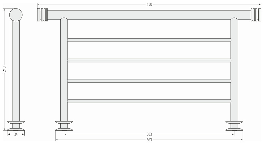 ПОЛКА прямая 4П (L - 370 мм) н/ж для ДР "СУНЕРЖА" (Без покрытия), арт.00-2012-4370