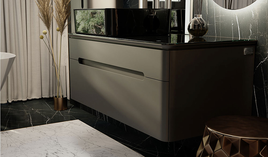 Тумба под умывальник Jorno Shine 100 подвесной антрацит