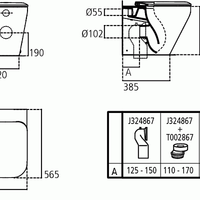 Напольный пристенный унитаз-соло Ideal Standard TONIC II AquaBlade® K317301