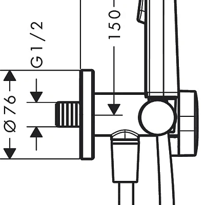 Гигиенический душ Hansgrohe Bidette 1jet S EcoSmart+, шланг 125см и держатель, хром, 29230000