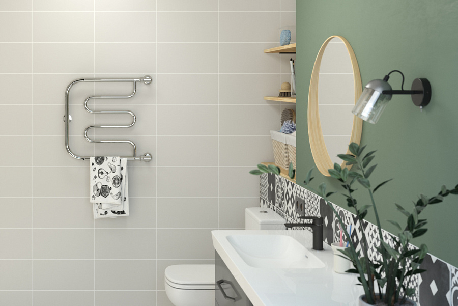 Водяной полотенцесушитель Стилье Тандем 2 полки 500х500 резьба-сгон 1", Без покрытия, арт.00016-5050