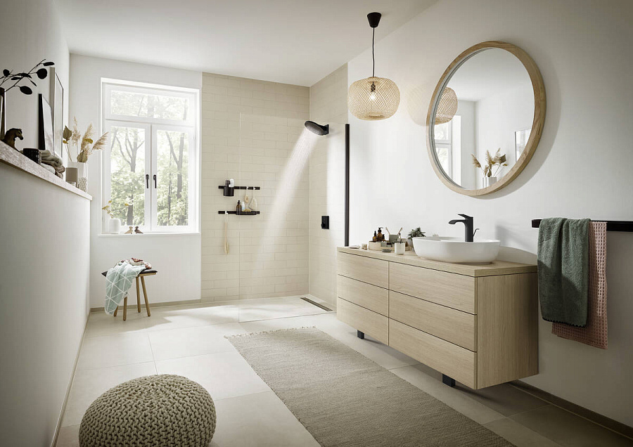 Кручок широкий Hansgrohe WallStoris матовый черный