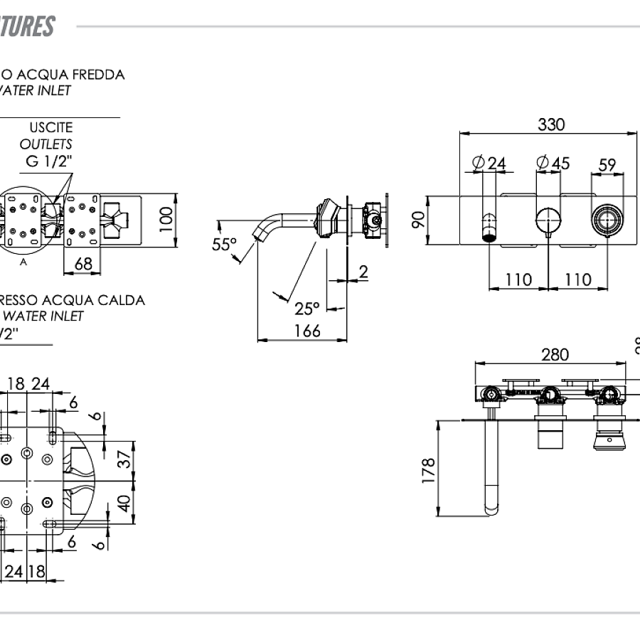 Смеситель для ванны Remer Element ET54D3