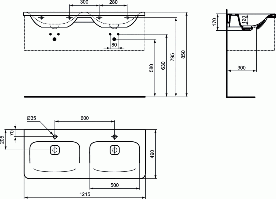 Раковина Ideal Standard Tonic II 120 мебельная
