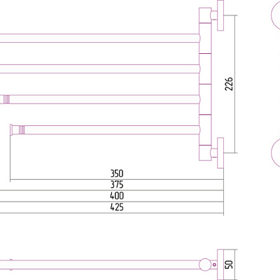 Держатель полотенец ВЕЕР-4 поворотный / L 425 (Держатель полотенец ВЕЕР-4 поворотный / L 425 / Золото), арт.03-3010-4425