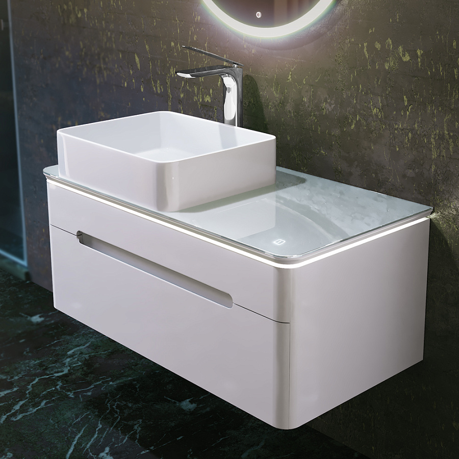 Тумба под умывальник Jorno Shine 90 подвесной белая