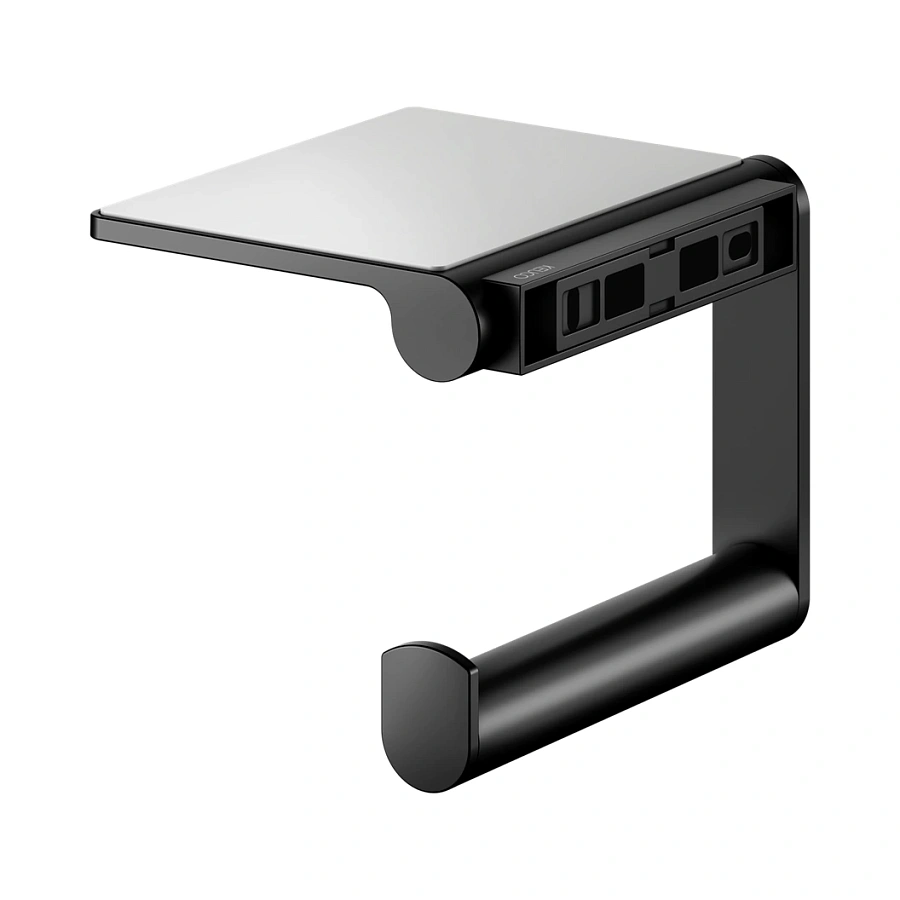 Держатель туалетной бумаги с полочкой Keuco Plan 14973370000 черный матовый