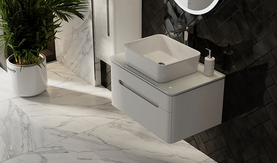 Тумба под умывальник Jorno Shine 75 подвесной белая