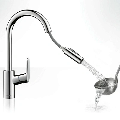 Смеситель для кухонной мойки Hansgrohe Focus 31815000 с вытяжным изливом, хром