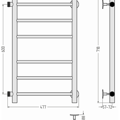 Водяной полотенцесушитель Стилье Версия-Б 600х400 (3+3) П 18, Без покрытия, арт.00610-6040