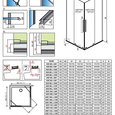 Душевая дверь Radaway Furo KDD, 90 x 200 см, с неподвижной частью, стекло прозрачное, профиль хром, правая, 10105090-01-01R