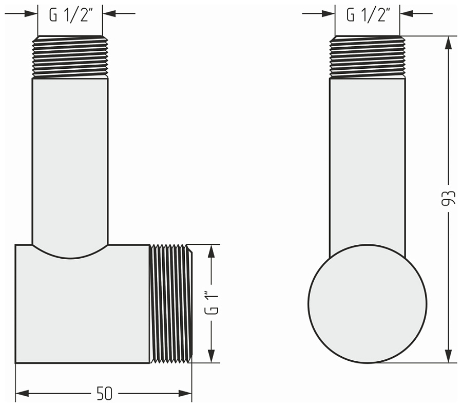 Уголок переходной н/ж "СУНЕРЖА" G 1" нар.р. / G 1/2" нар.р. удл. L-60 мм (RAL 7021 Чёрно-серый), арт.7021-1506-0112