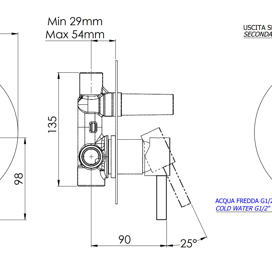 Смеситель для душа Remer Metrica MC09L, хром