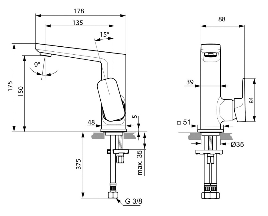 Смеситель Ideal Standard Tonic II для раковины, хром, A6333AA