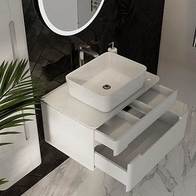 Тумба под умывальник Jorno Shine 75 подвесной белая