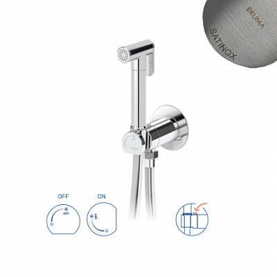 Встроенный смеситель для биде / унитаза, угол открытия 180 °. Ручной душ из латуни - Bruma EloR 145 110 3ST Satinox