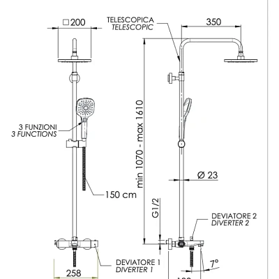 Душевая система c изливом Remer Infinity I34A8CPAD20, хром