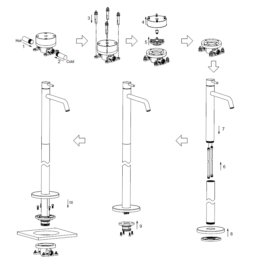 BN Siena Смеситель для напольной раковины (монт. часть в комплекте)