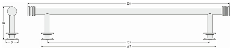 ПОЛКА прямая (L - 470 мм) н/ж для ДР "СУНЕРЖА" (RAL 7048 Перламутровый мышино-серый), арт.7048-2012-0470