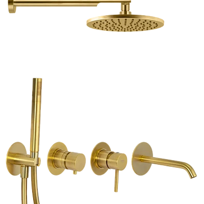 Душевая система Remer X Style X96D3SETBG, золото брашированное