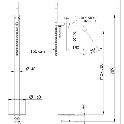 Смеситель для ванны Remer X Style X08BO, белый матовый