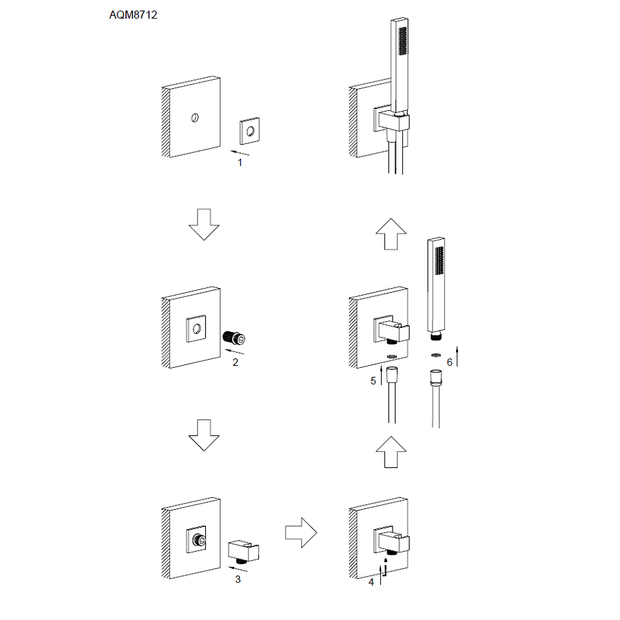 AQM8712CR Savona комплект: выход из стены, лейка латунь, шланг 1500мм, хром
