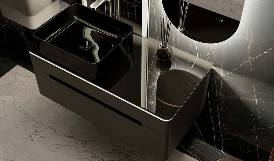 Тумба под умывальник Jorno Shine 100 подвесной антрацит